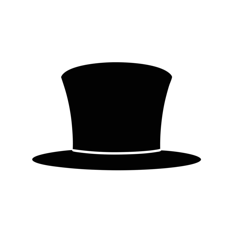 Elegant Black Top Hat Isolated On White Background Minimalist Icon Illustration vector