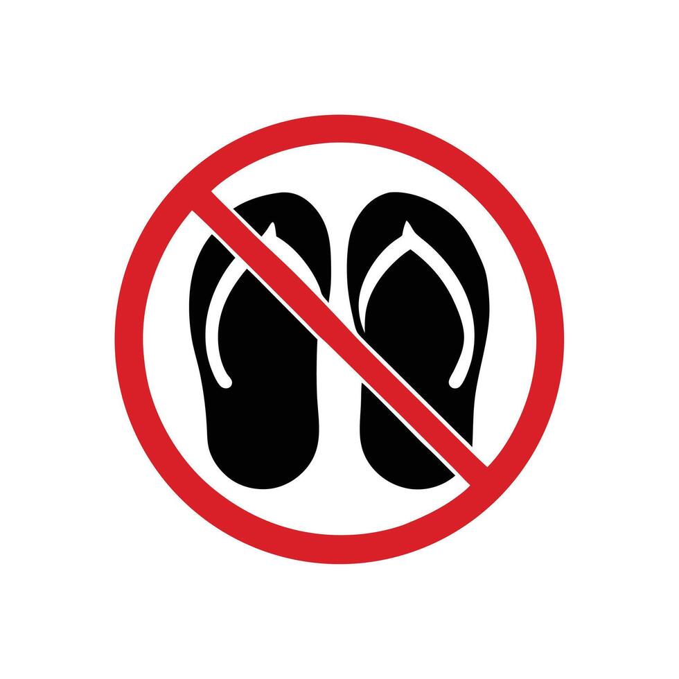 No Flip Flops Allowed Prohibition Sign Symbol For Public Spaces Illustration vector