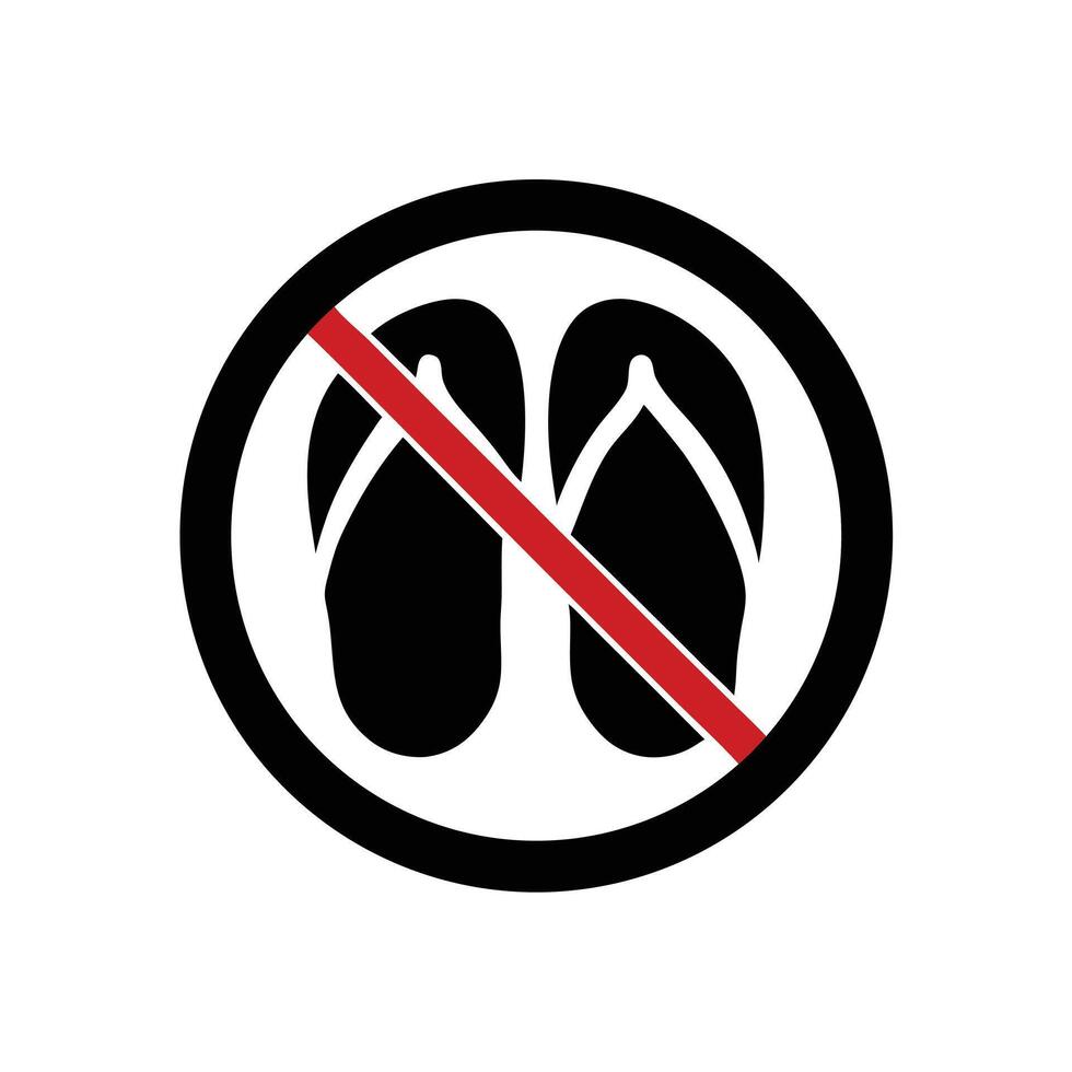 No Flip Flops Sign Black And White Graphic With Red Restriction Bar vector