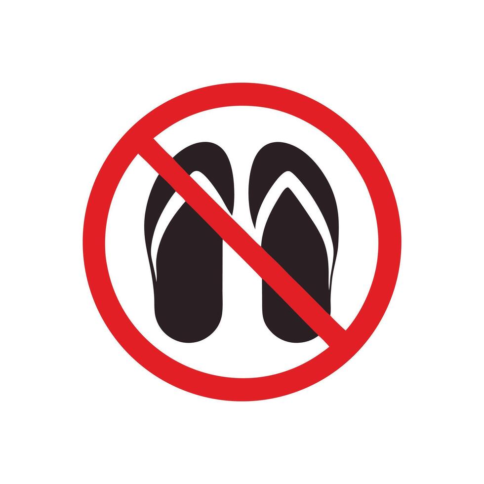 No Flip Flops Allowed Symbol Prohibition Sign In A Red Circle On White vector