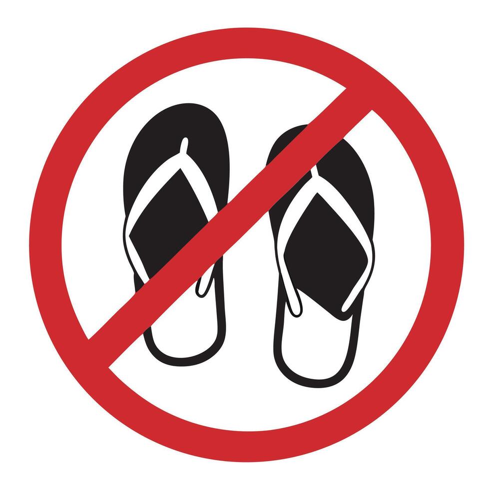 No Flip Flops Allowed Sign Symbol Of Forbidden Footwear Policy vector