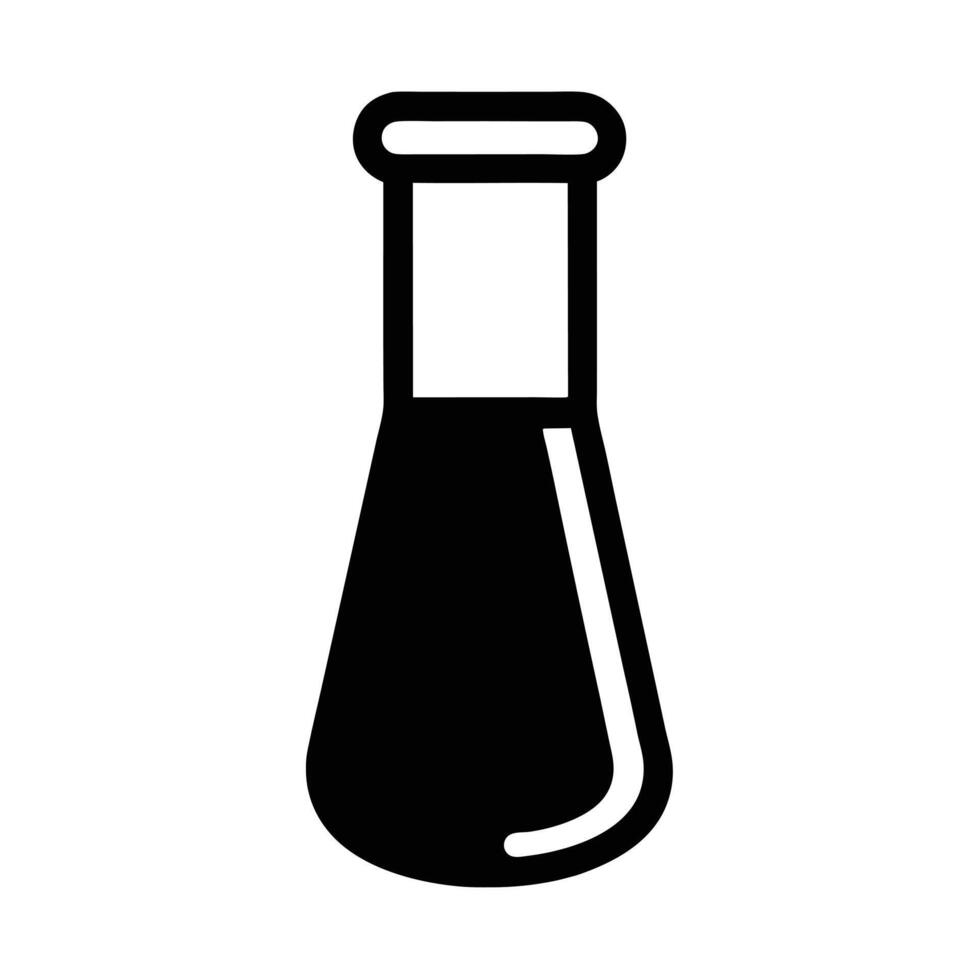 Black And White Erlenmeyer Flask Icon Graphic Chemical Laboratory Equipment vector