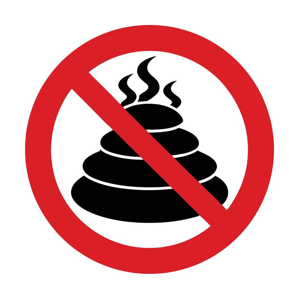 No Pooping Sign Prohibited Symbol Forbidden Feces Animal Waste Restriction Illustration vector