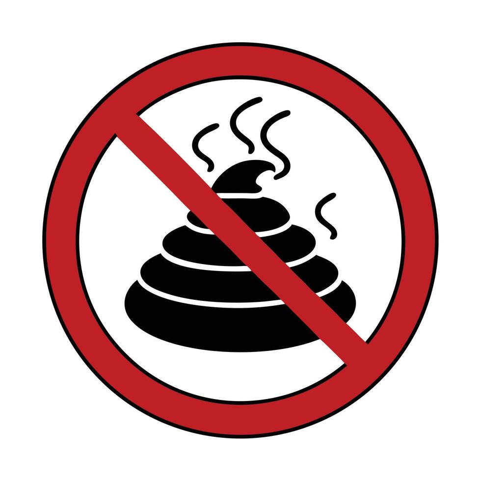 No Pooping Sign Graphic Design Prohibition Symbol Illustration Isolated White Background vector