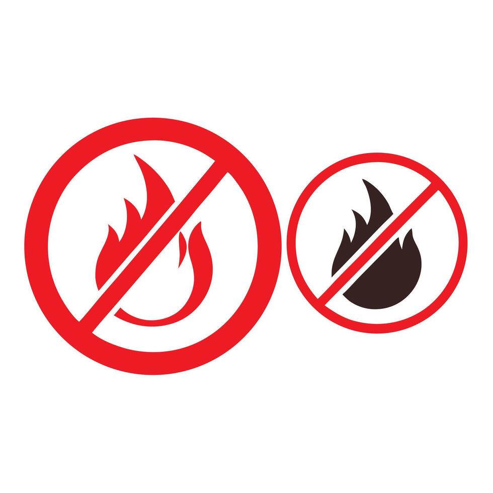 Prohibition Sign Illustration Fire Safety Warning Banned Symbol No Open Flame vector