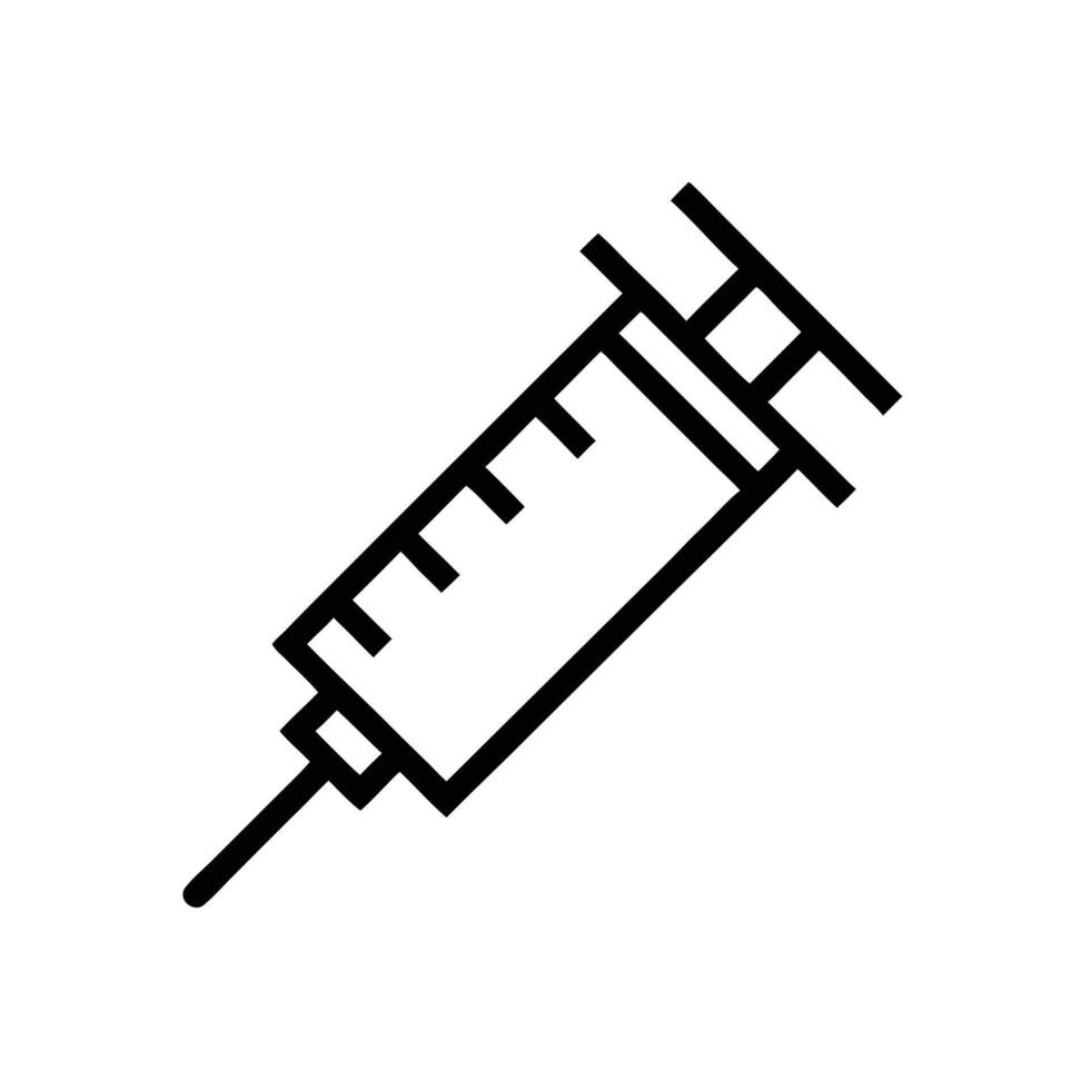 Simple Black Line Art Syringe Icon Medical Injection Vaccination Symbol vector