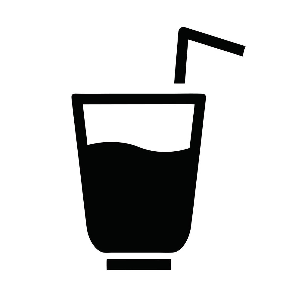 Black Simple Drink Icon With Straw Illustration On White Background vector