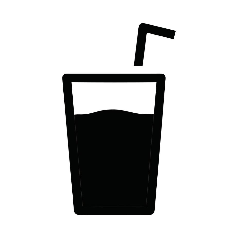 Soda Drink In A Glass With Straw Icon Black And White vector