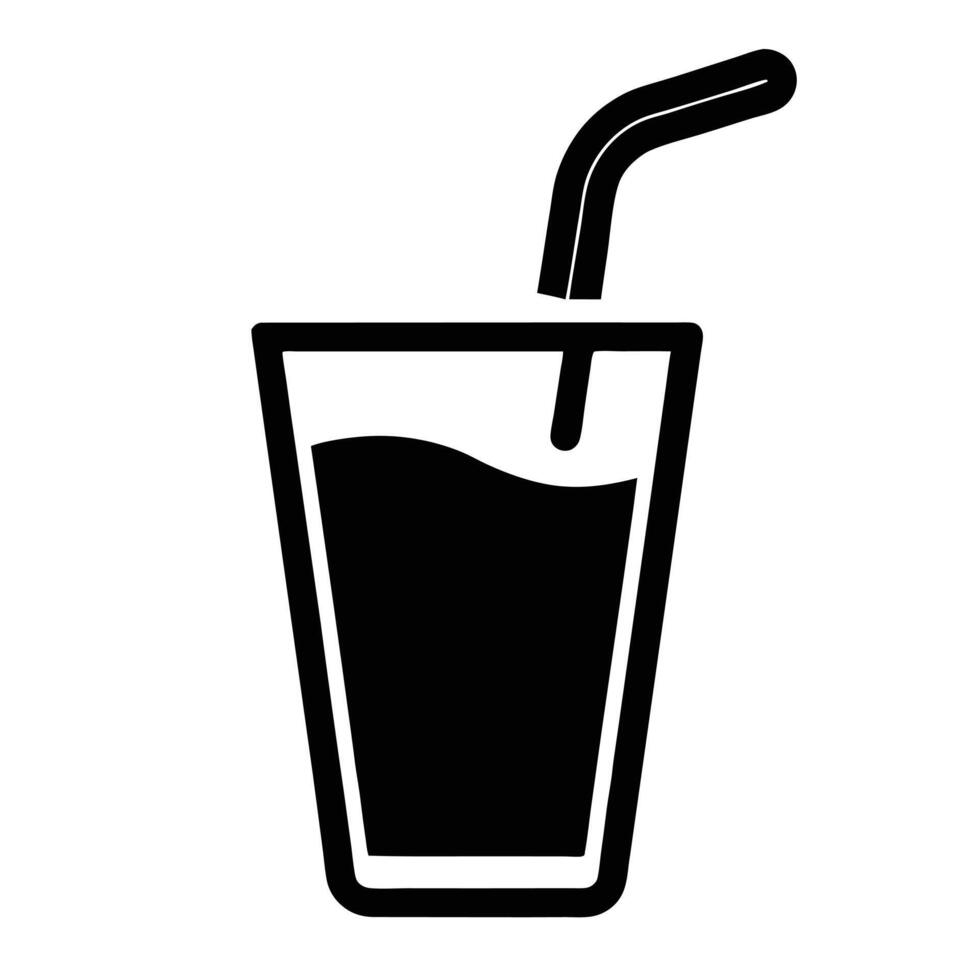 Simple Black And White Icon Illustration Of Drink With Straw vector