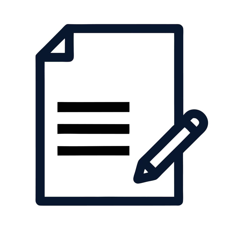 Document With Pencil Flat Icon Symbol For Business Notes Or Agreement vector
