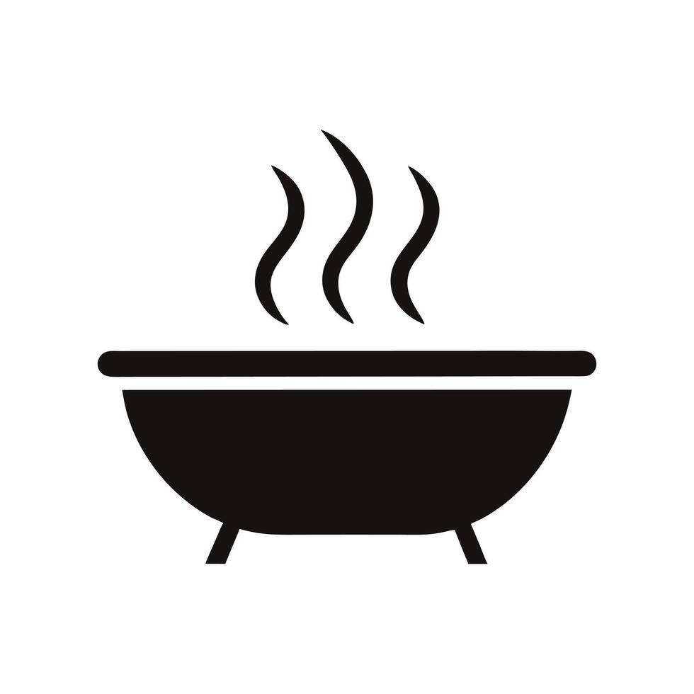 Hot Pot Silhouette Illustration Steaming Bowl Icon Graphic Design Element vector