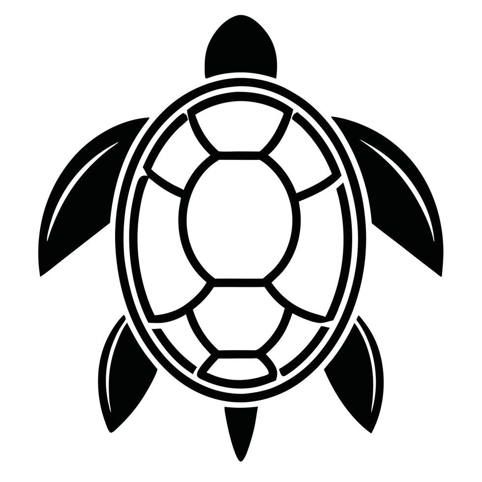 Black And White Turtle Illustration Graphic Simple Animal Design Element vector