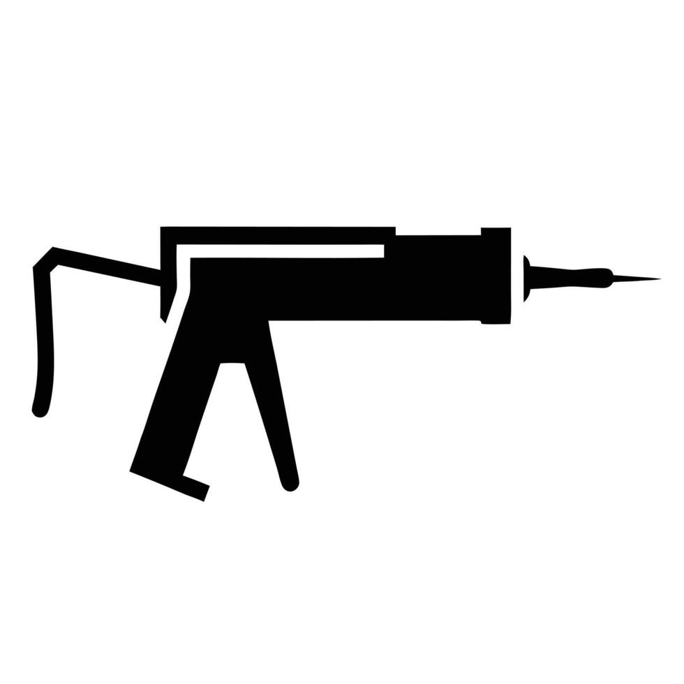 Caulking Gun Icon Black Silhouette On White Background Construction Tool vector