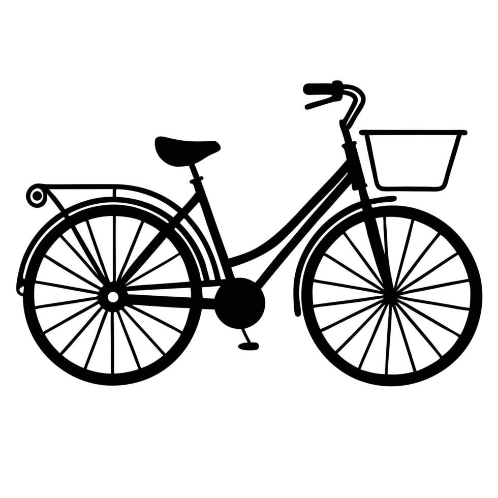 Classic Bicycle Illustration Black And White Vintage Style Art vector