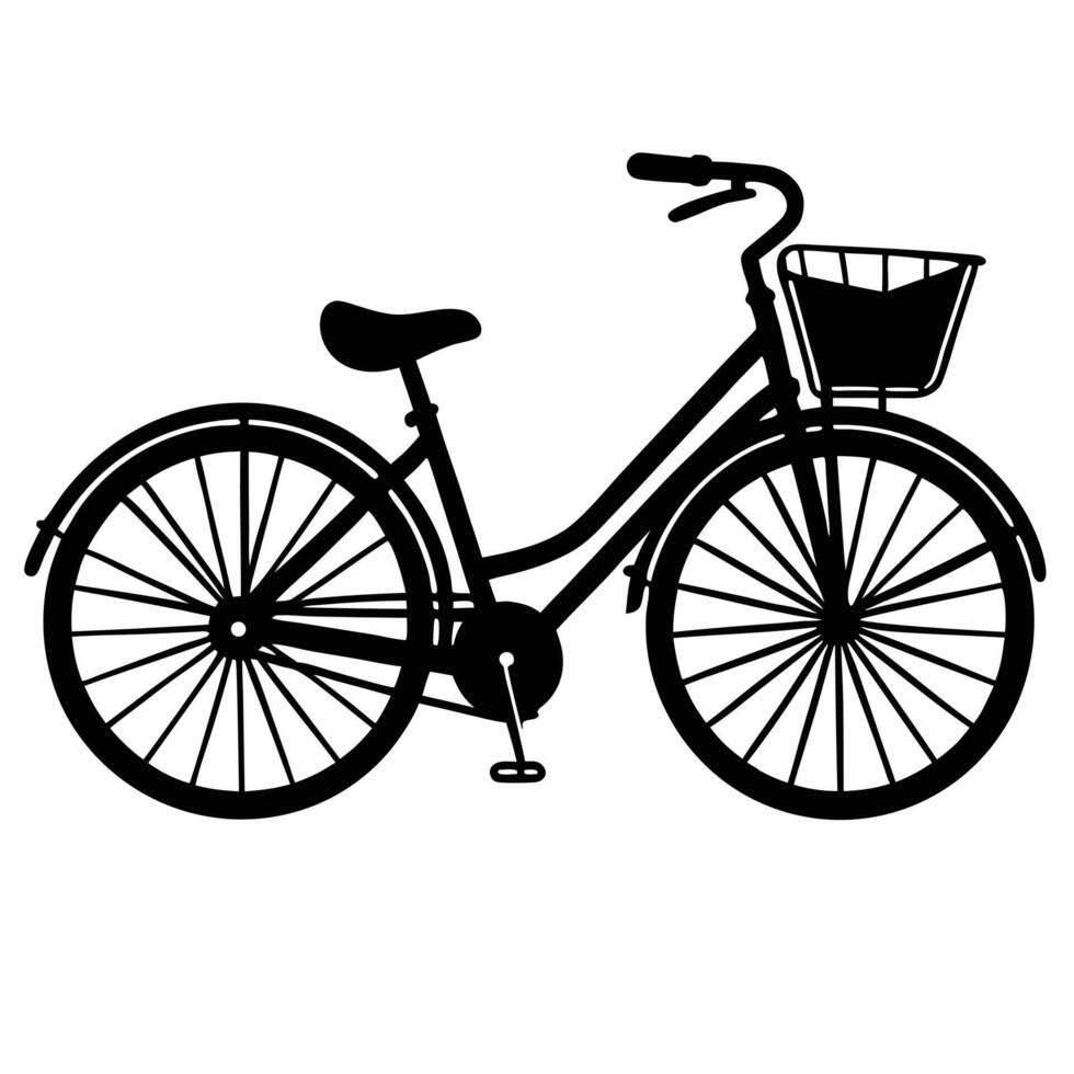 Bicycle Silhouette With Basket Retro Style Illustration Design Element vector