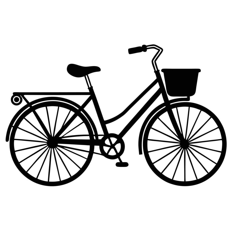 Isolated Bicycle Graphic Classic Style With Basket For Design Projects vector