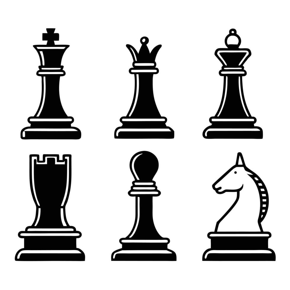 Minimalist Black Chess Pieces Illustration For Strategy And Design vector