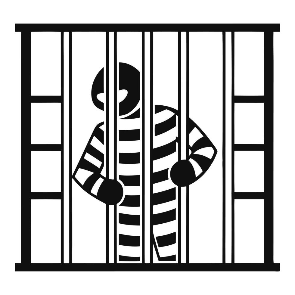 Silhouette Of Prisoner In Striped Suit Behind Bars Concept Art vector