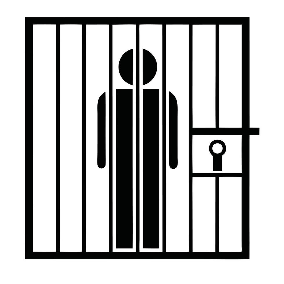 Incarceration Illustration Man Behind Bars Jail Symbol Confinement Concept Image vector