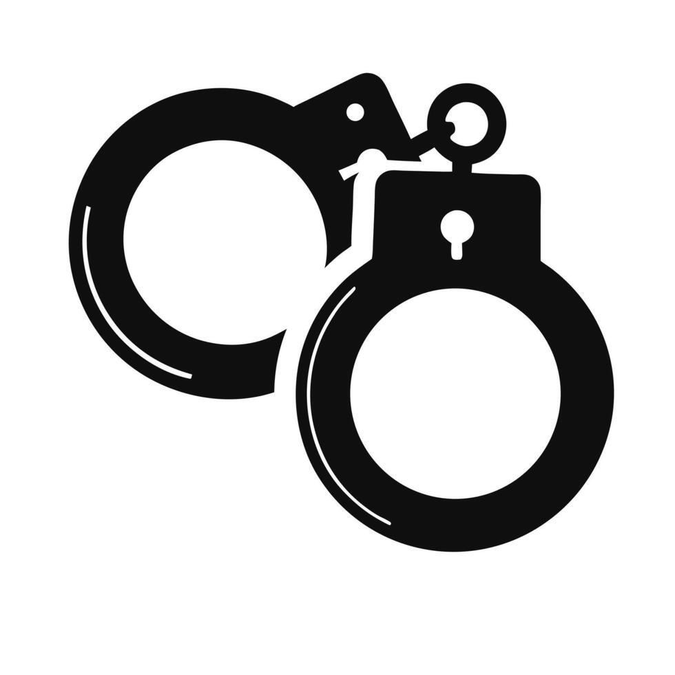 Minimalist Black Handcuffs Icon Illustration Isolated On White Background vector