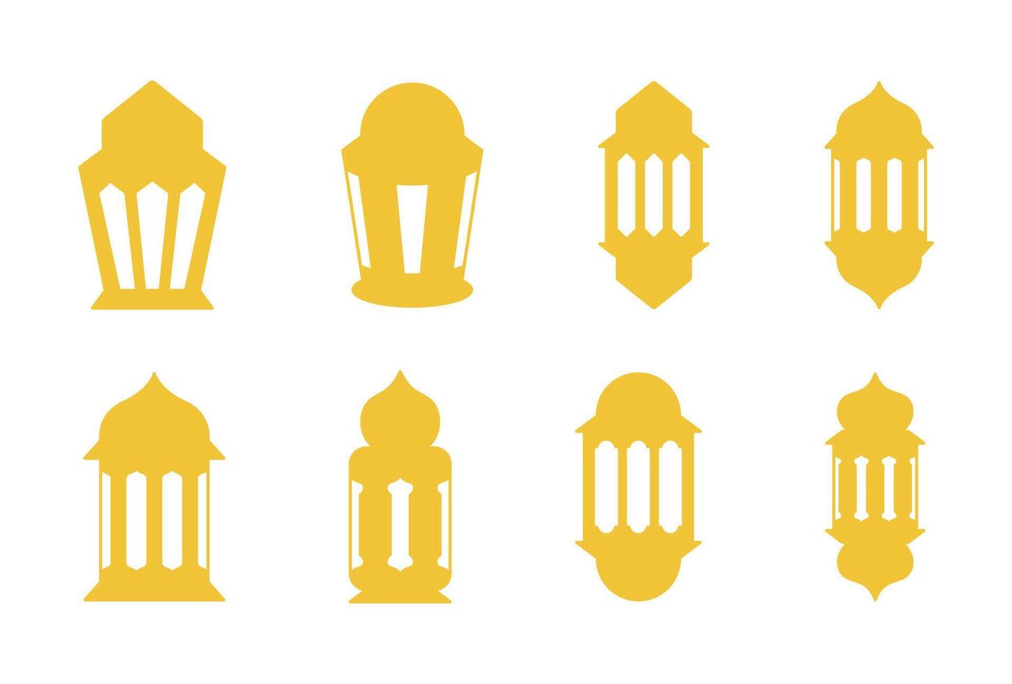 Collection of Islamic Arabic lantern ornament flat designs. Lantern element for Ramadan kareem greeting template vector