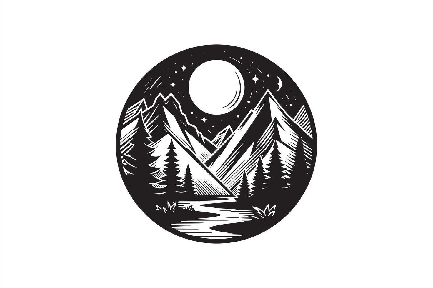 Minimal Mountain Outline vector