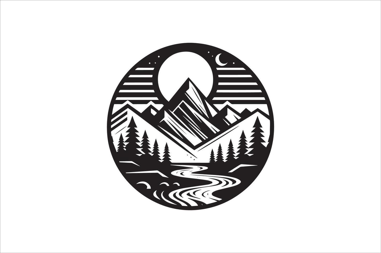 Hand Drawn Mountain Range vector