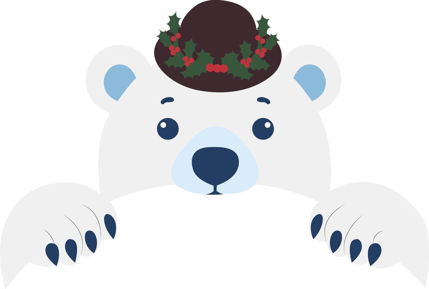 A polar bear wearing a hat and holding a banner vector