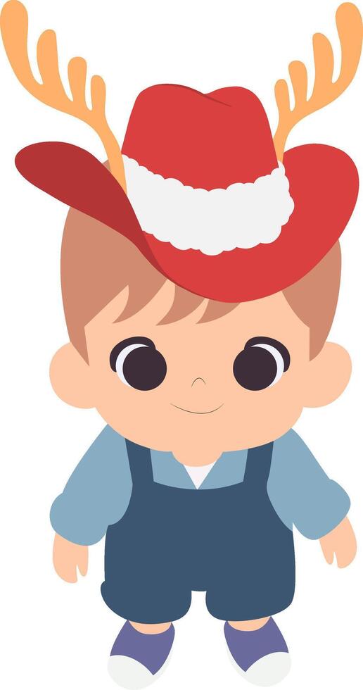 A cartoon boy wearing a red hat and overalls vector
