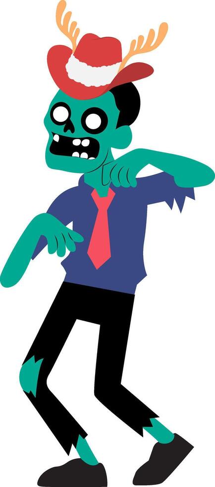 A cartoon zombie wearing a hat and tie vector