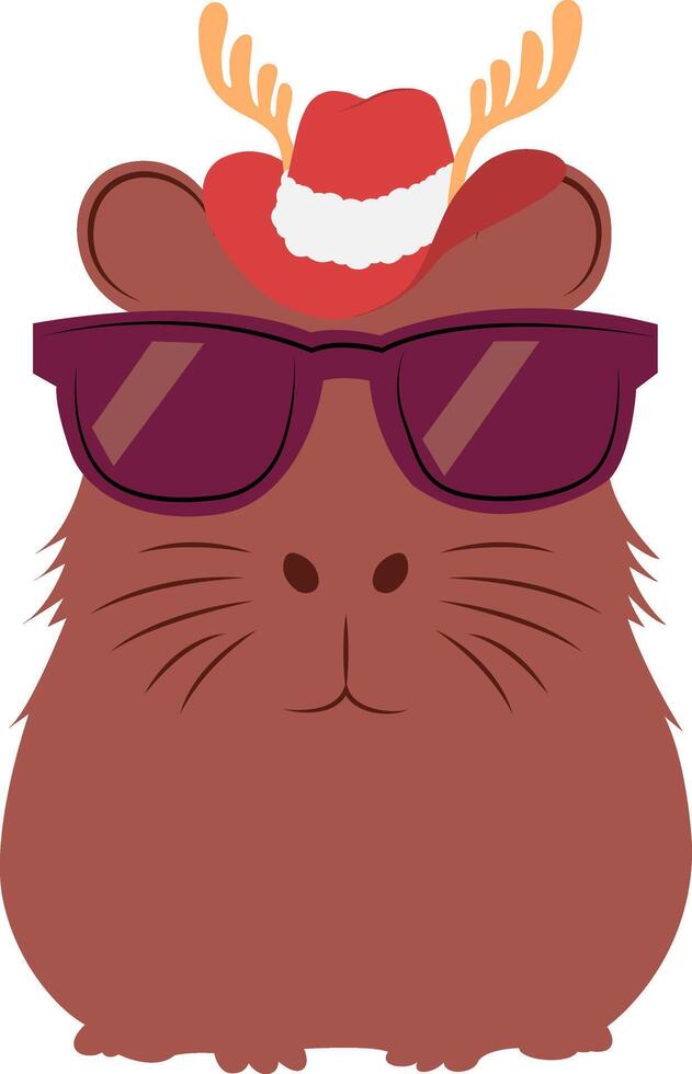 Christmas Cool Guinea Pig Christmas Hat Sunglasses vector