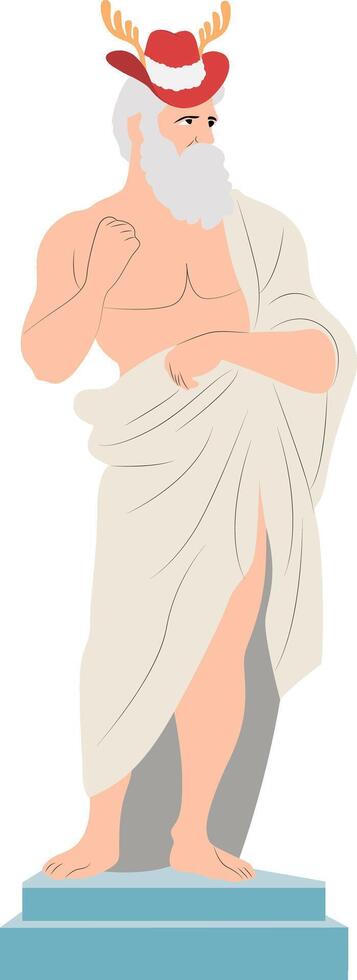 Christmas Classical Statue Festive Hat Reindeer Antlers vector