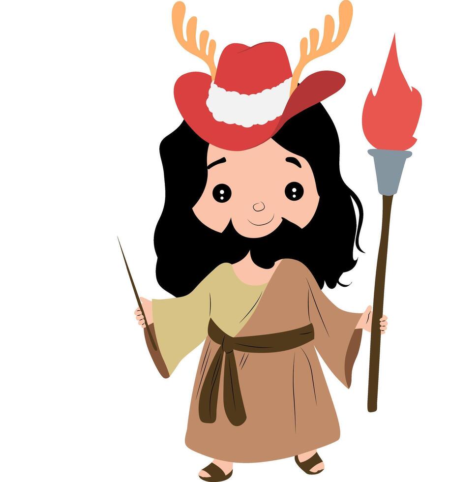 Christmas Cartoon Christmas Wise Man Torch vector
