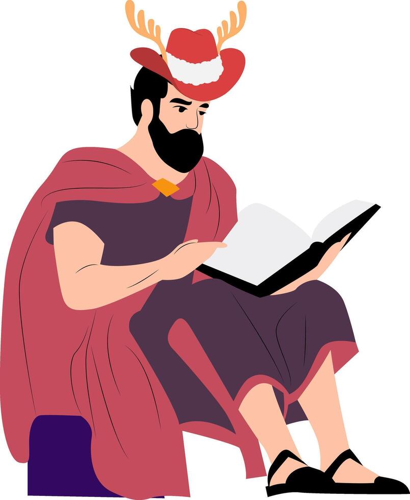 Christmas Man Reading Festive Book vector