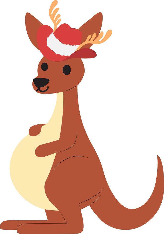 Christmas Pregnant Kangaroo Wearing Festive Hat vector
