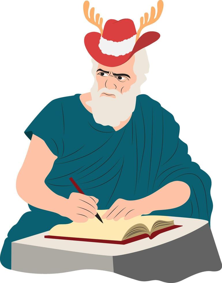 Christmas Christmas Philosopher Writing Festive Notes vector
