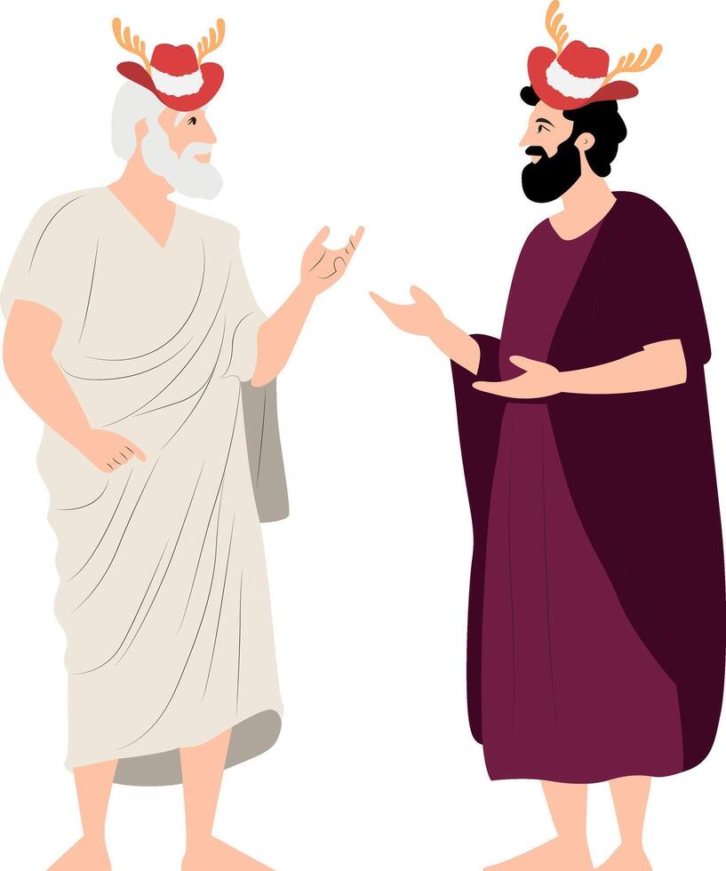 Christmas Ancient Philosophers Christmas Hats Talking vector