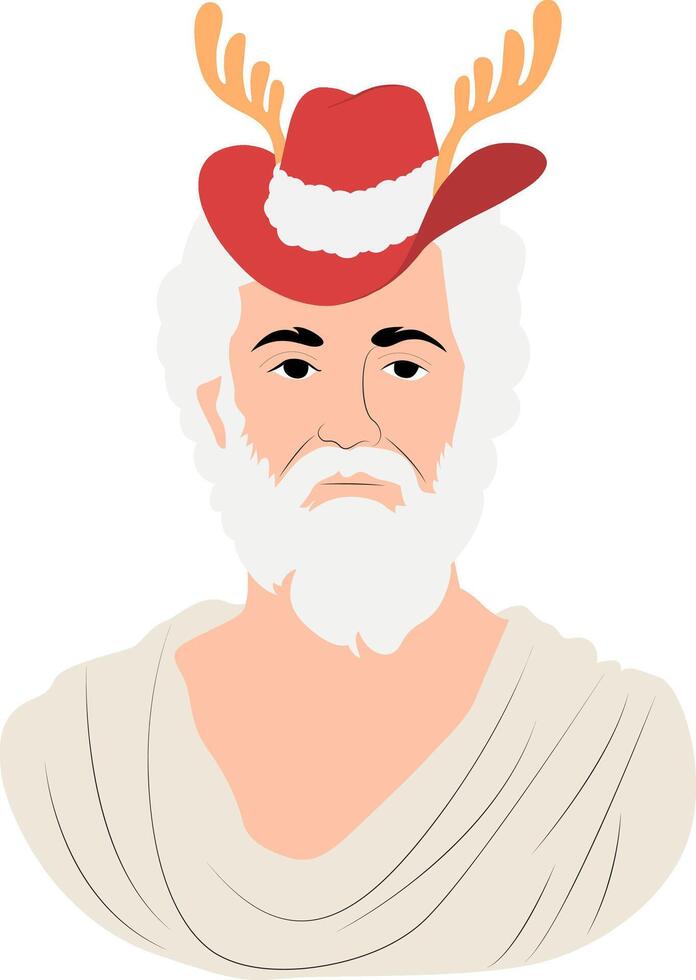 Christmas Ancient Greek Man Christmas Hat vector