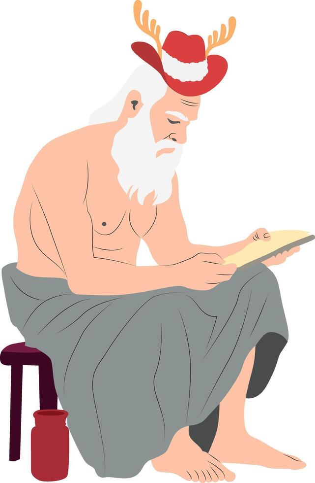 Christmas Festive Santa Claus Reading Tablet vector