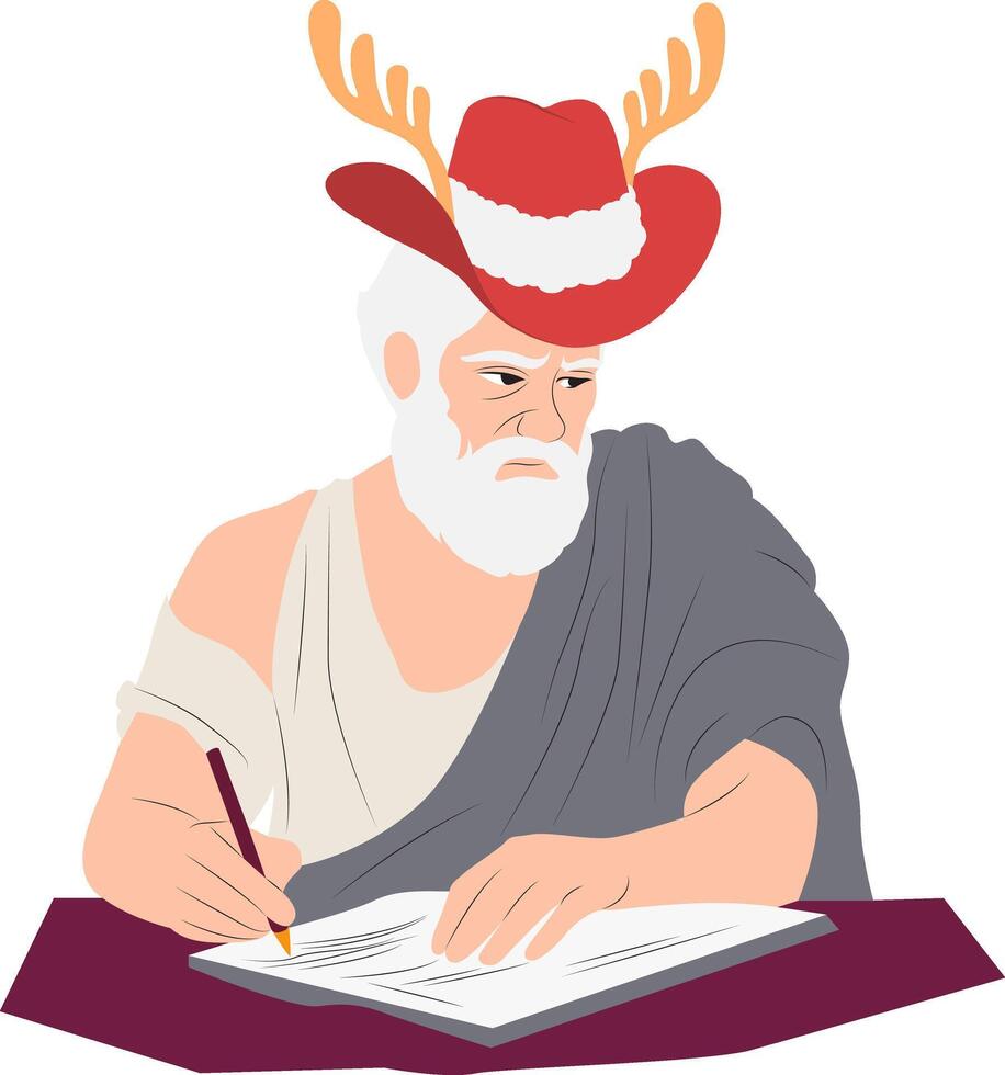 Christmas Christmas Cowboy Philosopher Writing Letter vector