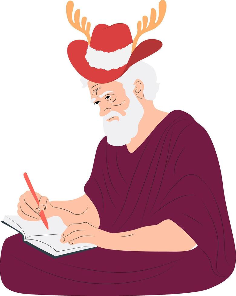 Christmas Elderly Man Writing Christmas history vector