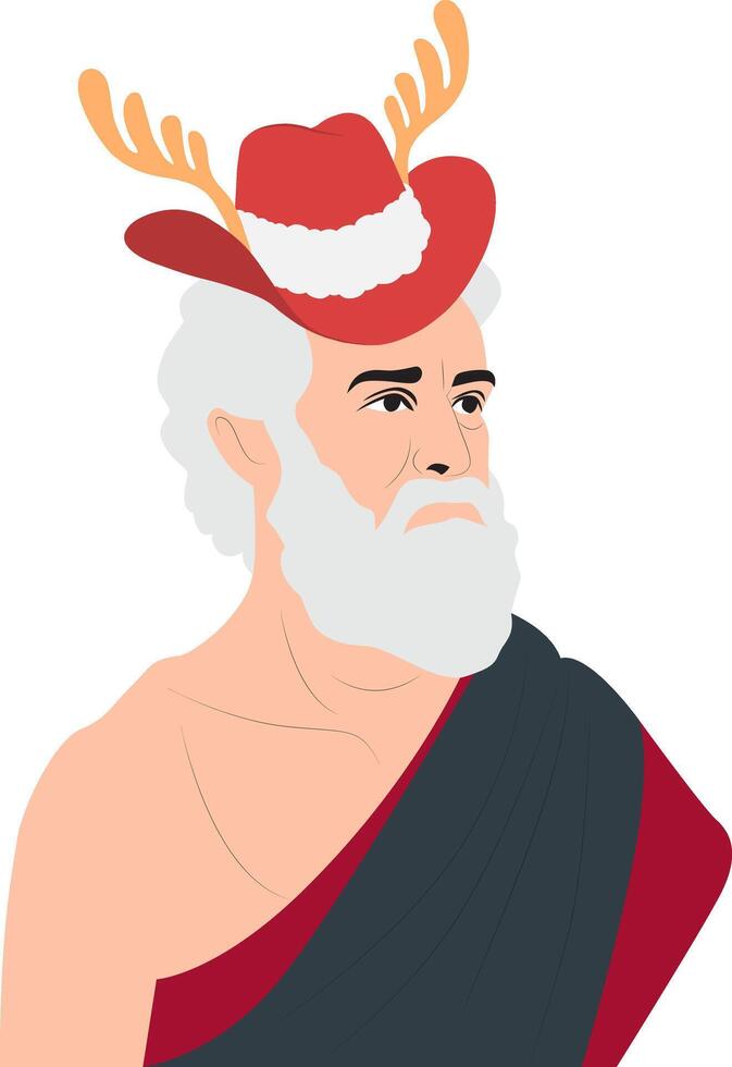 Christmas Christmas Socrates Reindeer Hat Portrait vector
