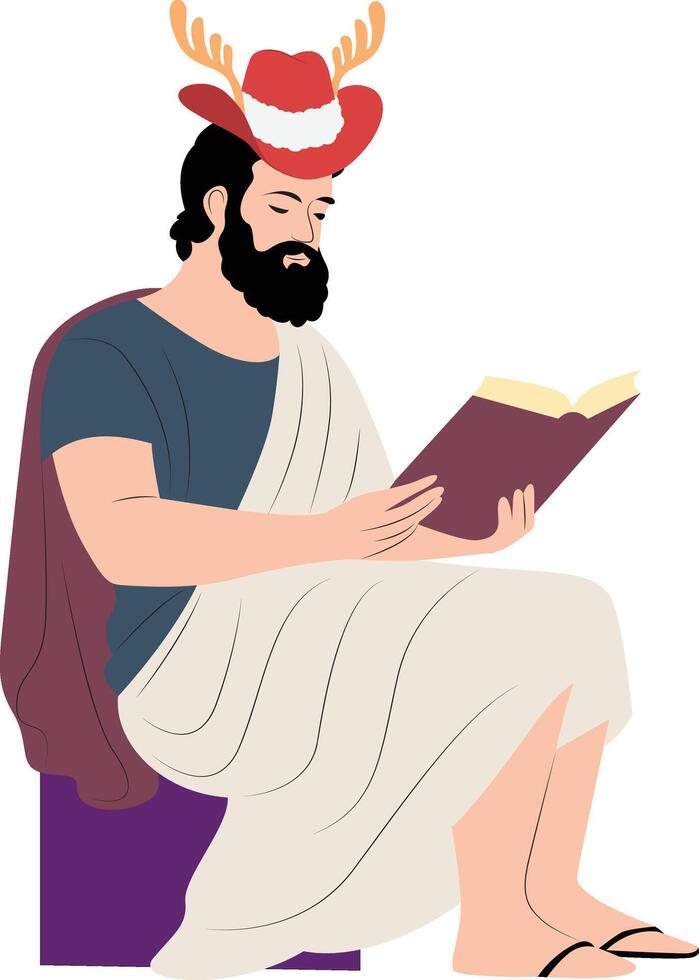 A man wearing a hat and reading a book vector