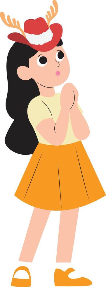 A cartoon girl wearing a hat and skirt vector