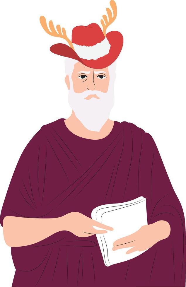 A cartoon man wearing a red hat and holding a book vector