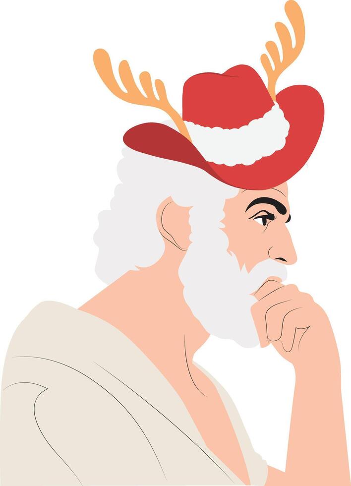 A man wearing a hat with antlers on it vector