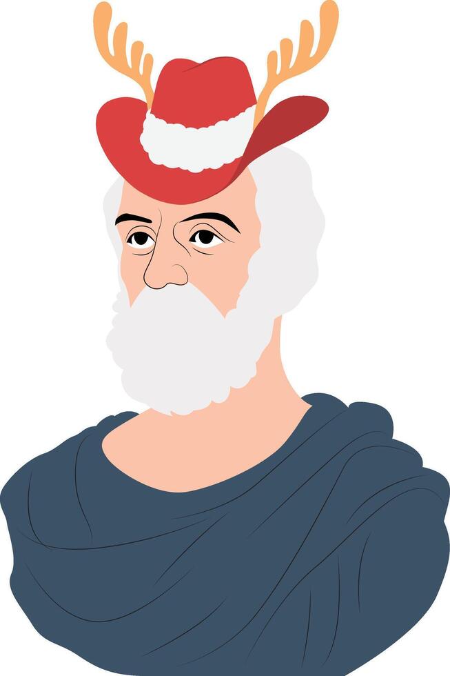 A cartoon man wearing a red hat and antlers vector