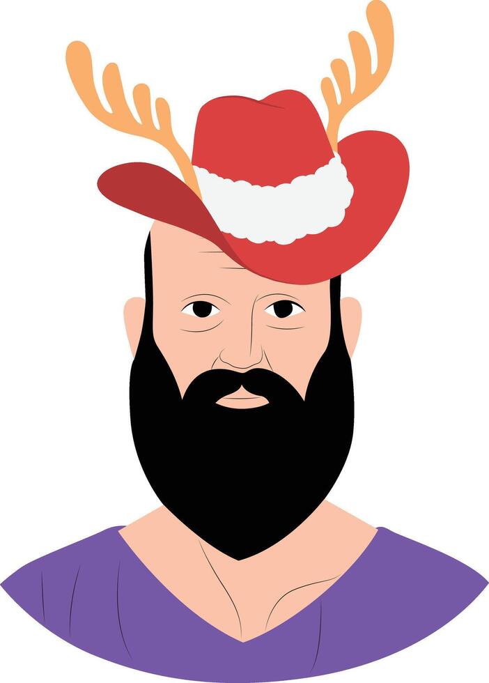A cartoon man with a beard and antlers vector