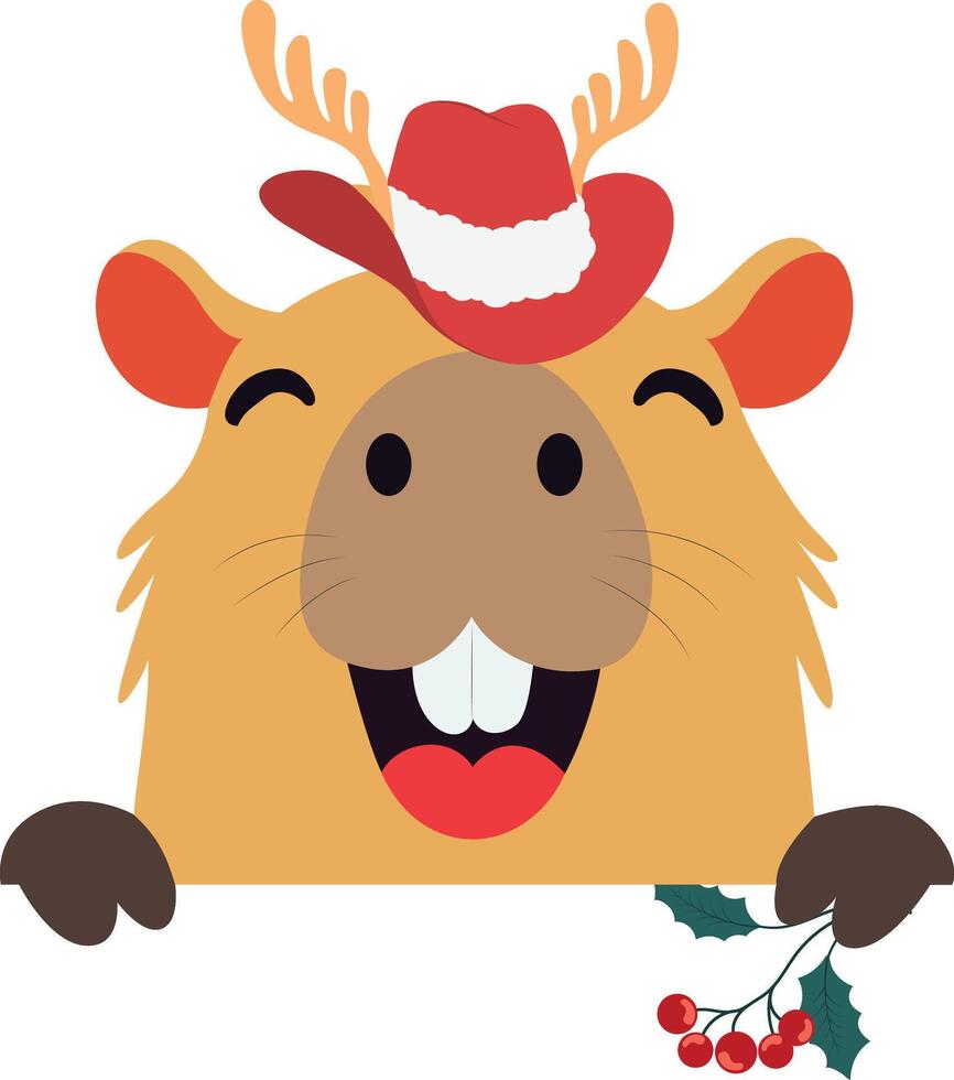 A cartoon beaver wearing a hat and holding a sign vector