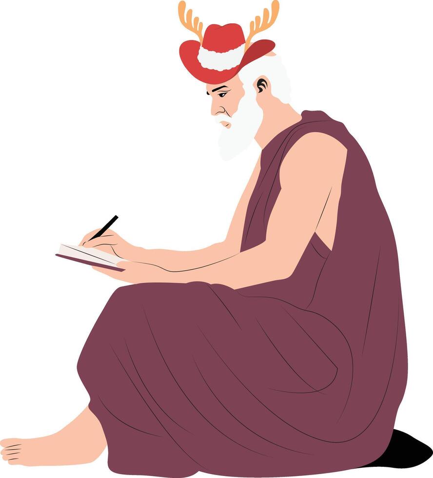 An illustration of a man in a red hat writing vector